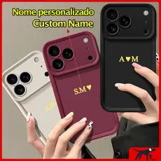 Capa De Letras Douradas Com Iniciais De Nome Personalizado Para iPhone Air 17 16 15 14 13 12 11 Pro Max