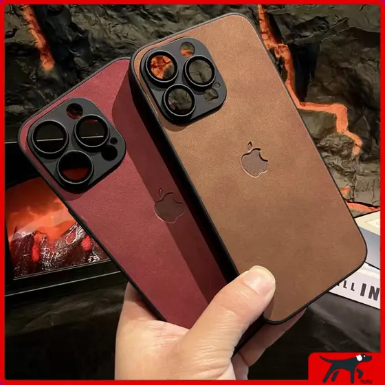 Pele Sentimento De Cordeiro Luxo Caso Couro Para iPhone Air 17 16 15 14 13 12 11 Pro Max Proteção Lente Completa