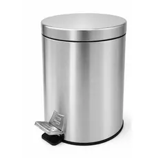 Lixeira Slim Inox Redonda 5 litros Fechamento Suave Pedal p/ Escritório Banheiro Cozinha Quarto