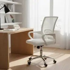 Cadeira Escritório Atendimento Giratória Mesh Branca Confortavel