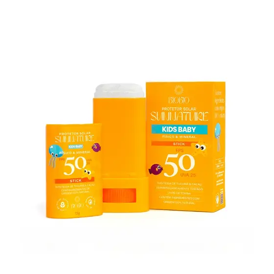 Protetor Solar Bastão Infantil Proteção FPS50 Natural Físico Mineral Vegano Resistente a água Biobio