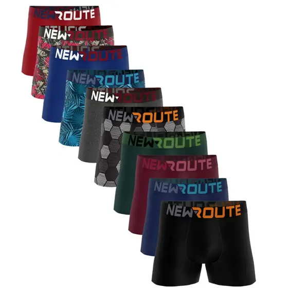 Kit 10 Cueca Box Cuecas Boxer New Route Masculino Microfibra