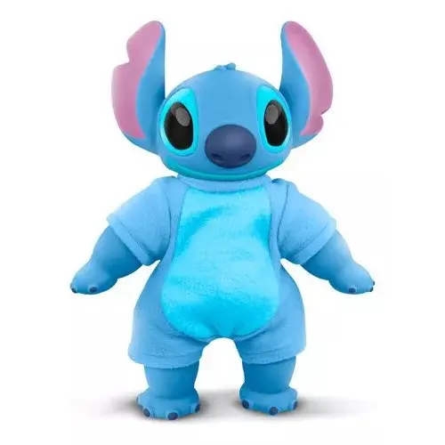 Boneco pelucia vinil Stitch Vinil musical Brinquedos Cor Azul com 35 cm