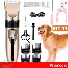 Kit Máquina De Tosar Cachorro Profissional Pet De Corte Cabelo Tosador de Cães Pet (11 Peças)