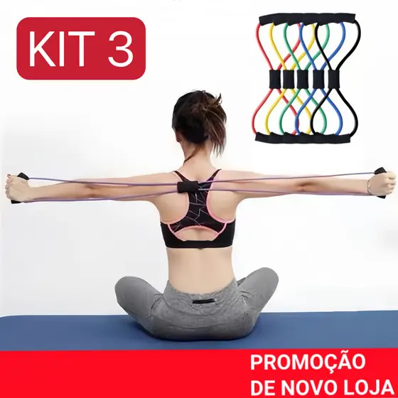 Elástico 8 Para Malhar, Extensor Academia, Pilates, Yoga, Exercícios em Casa - Equipamentos de Exercício