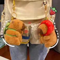 Kawaii Capybara Keychain Pingente De Pelúcia Simulação Capibara Boneca Fofa Anime Recheada Aniversário