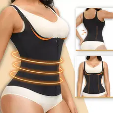 Cinta Modeladora Feminina com Zíper - Cintura Dupla de Compressão Ajustável para Redução Abdominal e Suporte com Alça