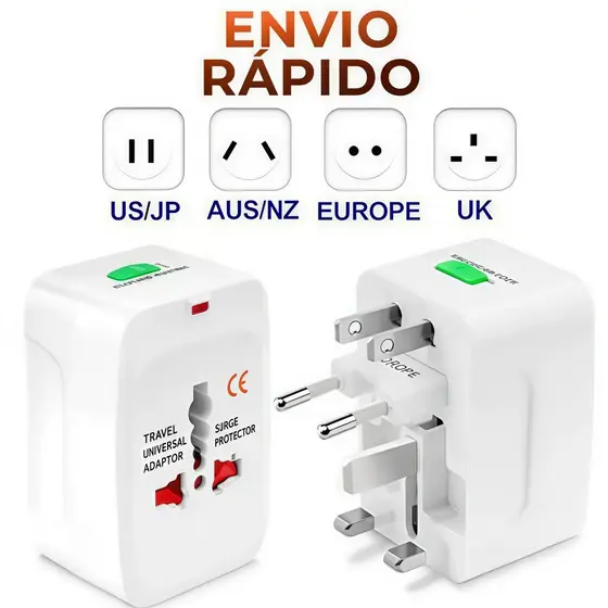 Adaptador de Tomada Internacional Universal Para Viagem Com Proteção Contra Surto Elétrico