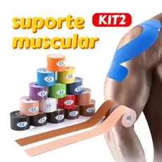 Kit 2Fita Knesio Tape Bandagem adesiva funcional alivia a dor lesão atleta Tape Ortopedia Fisioterapia Rolo Adesivo