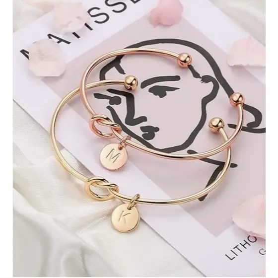 Pulseira de nó de letra simples/pulseira de presente de dama de honra, presente para namorada