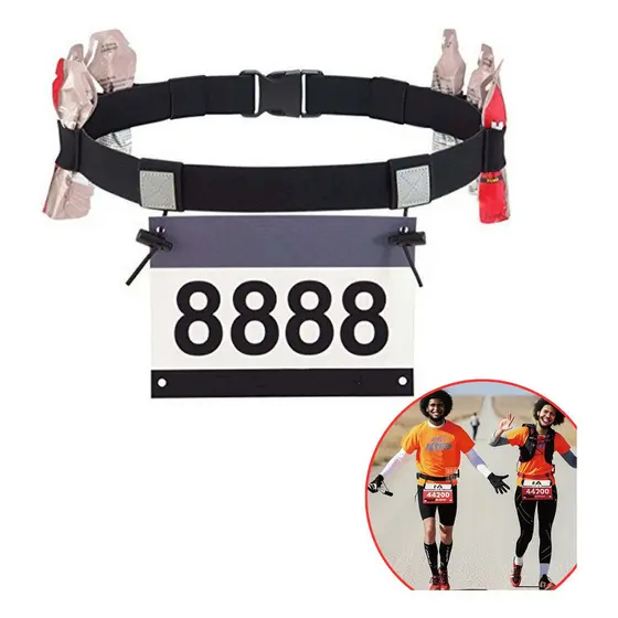 Cinto Porta Número Para Corrida Triathlon Ciclismo Gel Carb Up Elástico Refletivo