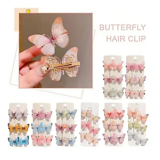 6/12/18pcs bling Rhinestone Decorative Butterfly Shaped Hair Clips Bangs Barrettes