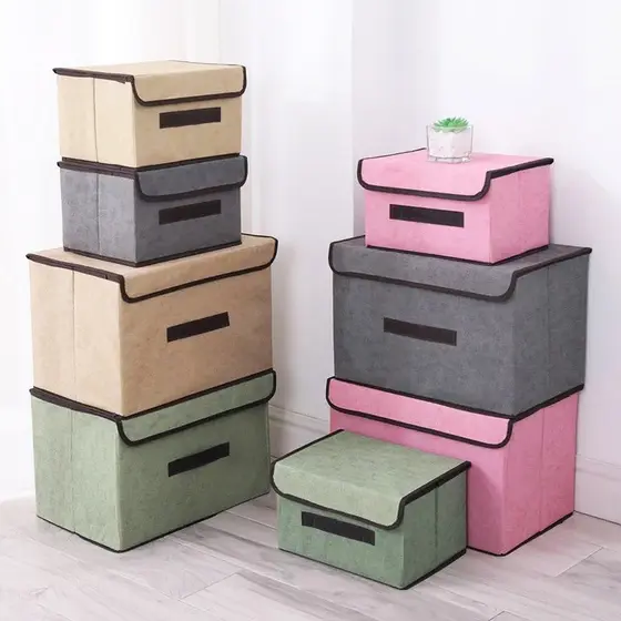 KIT2 Caixa Organizadora Dobrável com Tampa – Organizador Multiuso para Roupas, Brinquedos e Documentos