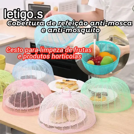 [LETIGO] Cobre Bolo Tela Protetora de Alimentos Anti Insetos Cores Sortidas