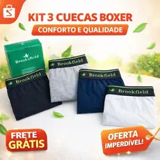 Cueca Box Masculina Algodão Premium Kit 3 Unidades Confortável Respirável Qualidade Top