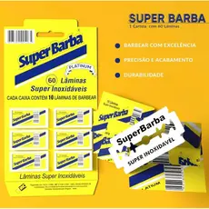 Cartela Lâmina De Barbear Inox Super Barba Premium Amarela  60 uni