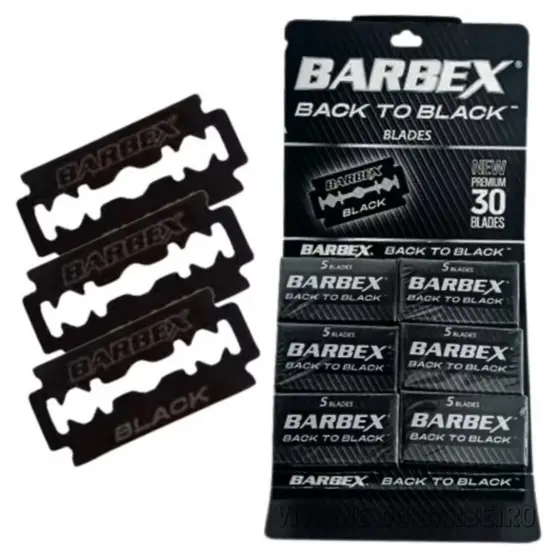 01 Cartela De Lâminas Barbex Back To Black Duplo Fio com 30 Unidades