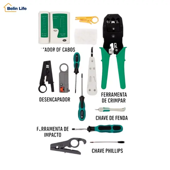Kit Ferramentas De Rede Crimpagem E Testador RJ45 RJ11 RWS Profissional Com Estojo Luatek LWJ-313