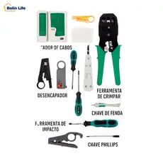 Kit Ferramentas De Rede Crimpagem E Testador RJ45 RJ11 RWS Profissional Com Estojo Luatek LWJ-313