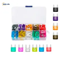 Kit Fusivel de Carro e Moto Tipo Lamina Colorido Com Estojo Organizador 120 Pecas 2A ate 35A