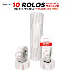 Etiquetas De Preço Adesiva 10 Rolos 400 Unidades P/ Supermercado E Loja