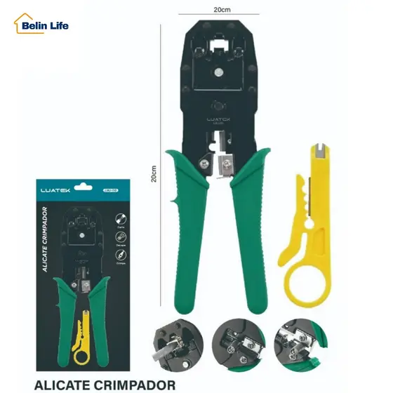 Alicate de Crimpar RJ45 RJ11 Profissional 3 em 1 Desencapador Cortador Cabo de Rede Luatek LWJ-110