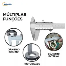 Paquímetro Profissional 150mm 6" em Aço Carbono com Estojo Medição de Precisão Luatek LWJ-1974