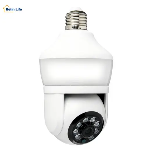 Câmera Lâmpada Ip Wifi Full Hd Visão Noturna Microfone Áudio Cor Branco