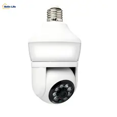 Câmera Lâmpada Ip Wifi Full Hd Visão Noturna Microfone Áudio Cor Branco