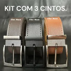 Kit 3 Cinto Masculino Couro Montana - 125CM ou 150CM(PLUS-SIZE).