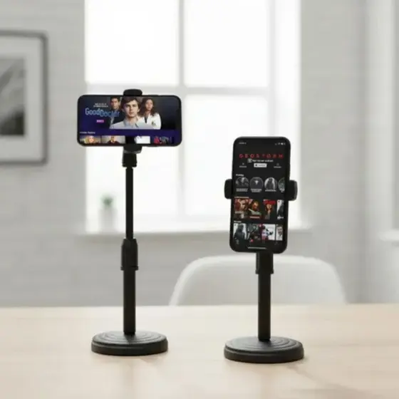 Kit Suporte Tripé Celular Smartphone De Mesa Escritório 360º