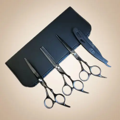 KIT 3 TESOURAS Cabeleireiro Estojo Completo CORES SORTIDAS