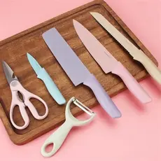 KIT Jogo De Facas Cores 6 Peças Inox Excelente Corte Cozinha