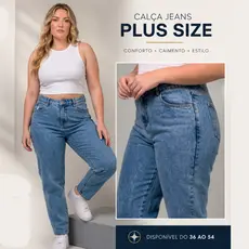 Calça Jeans Mom Feminina Plus Sise Cintura Alta Tecido 100% Algodão