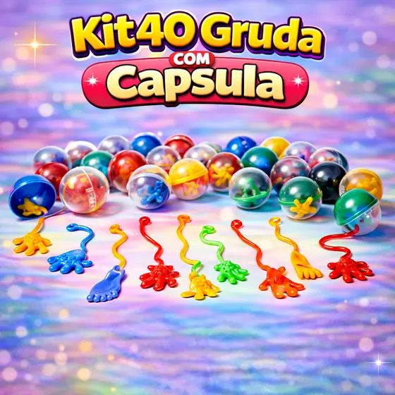 40 Unid Geleca Gruda Para Kit Festa Brinquedo Infantil Prenda Lembrancinha
