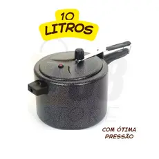 Panela de Pressão 10 Litros Preta em Aluminío Craqueado - Ótima Pressão e Selo INMETRO