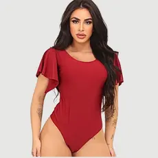 Body Feminino Manga Flare Suplex Blusa Feminina Básica Manga Curta