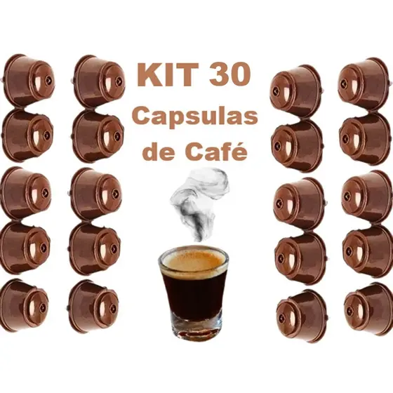 Kit C/ 30 Cápsulas, Refil Reciclável Reutilizável, Cápsula Dolce, Gusto Reutilizável