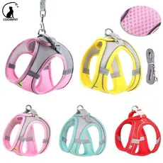 Coleira de Cachorro Arreios E Trela Reflexivos Para Cães De Camuflagem-Ajustáveis , Com Design Anti-Fuga Respirável