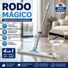 Rodo de Silicone 50cm com Cabo Telescópico Giratório 180° para Piso Vidro Box Carro