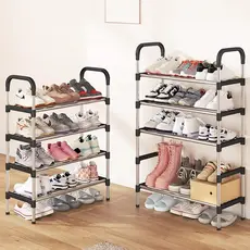 4-8 Andares Sapateira de metal Organizador Vertical Prateleira Multiuso Aço Cromado Desmontável