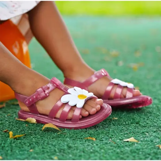 Sandália Baby Menina com Flor Margarida Infantil Delicada Confortável