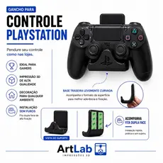 Suporte Expositor de Parede para Vídeo game Controle PS4 PS5 PS2 Fone de Ouvido com Autoadesivo