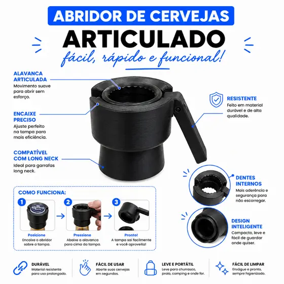 Lançador Abridor de Tampa de Garrafa para Bebidas com Catapulta