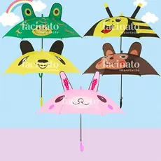 Sombrinha Guarda Chuva Infantil Bichinhos Com Orelhinhas Abertura Automática Com Apito