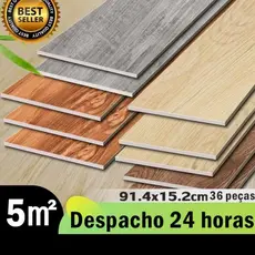 5㎡ Adesivo de Piso Madeira Moderno Antiderrapante Lavável 91,4x15,2cm vinílico