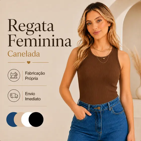 Blusa Regata Feminina Canelada Alta Qualidade Premium Blusinha Básica Lisa Moda Casual Tecido Canelado Conforto Estilo