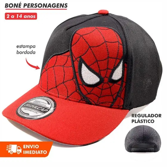 Boné Bordado Infantil Personagens Aranha Diversos Criança  Estiloso