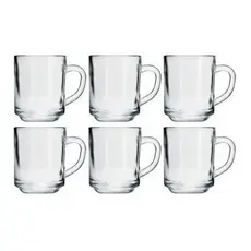 Conjunto 6 Canecas 220ML 7,2x9CM Vidro Copo Liso Para Bebidas Drinks Café Chá Copos Elegante Durável