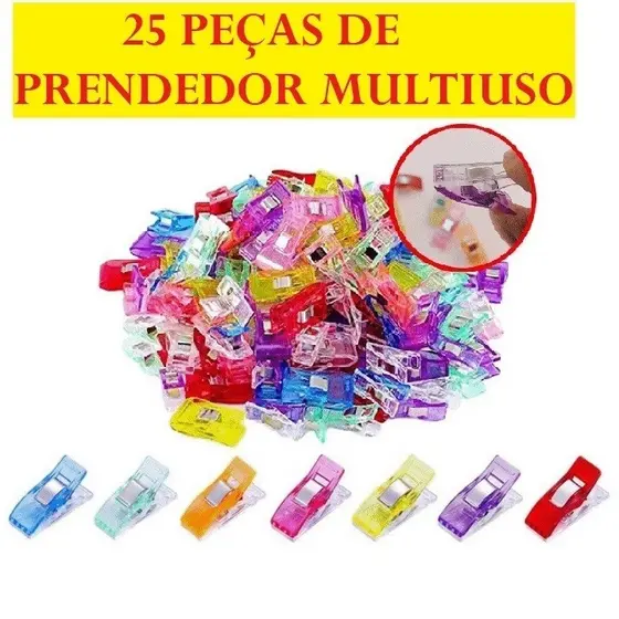 Prendedor De Plástico 25 Peças De Pregadores Para Costura Top Útil Prático E Fácil Multiuso